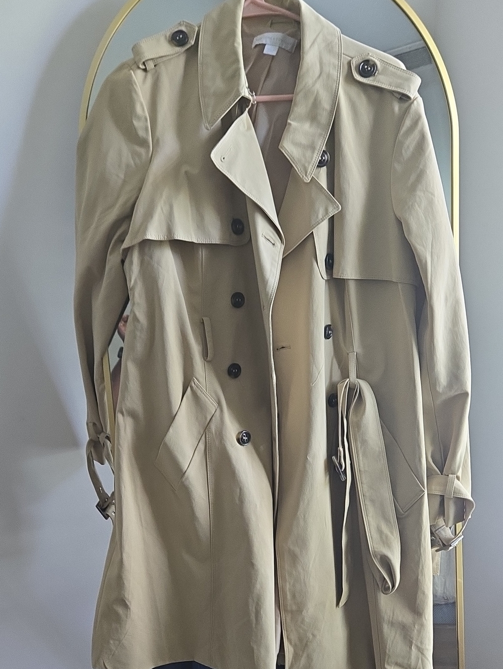 New York & Company Khaki Trench Coat with Belt